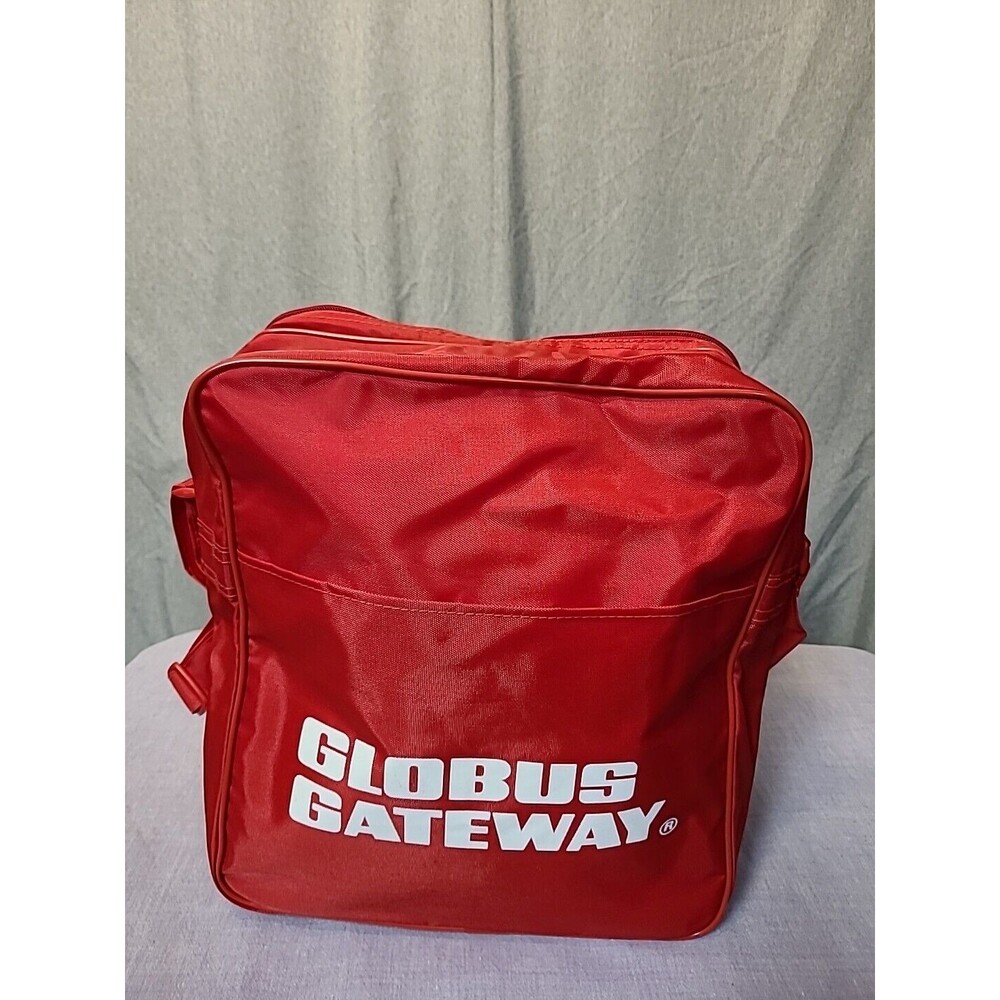 Vtg GLOBUS GATEWAY Red Shoulder Bag Carry-On Tote 1 Pocket 2 Compartments Y2K